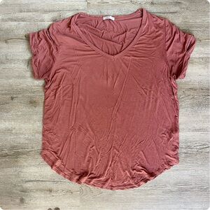 Cotton On Rose Pink V-Neck Short Sleeve Shirt Size Extra-Large